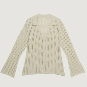 Oak + Fort Crochet Collared Cardigan, Size S